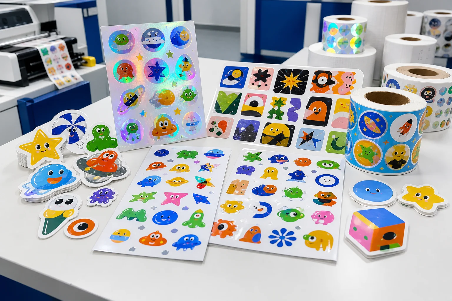 Custom cartoon sticker sheets and die cut stickers